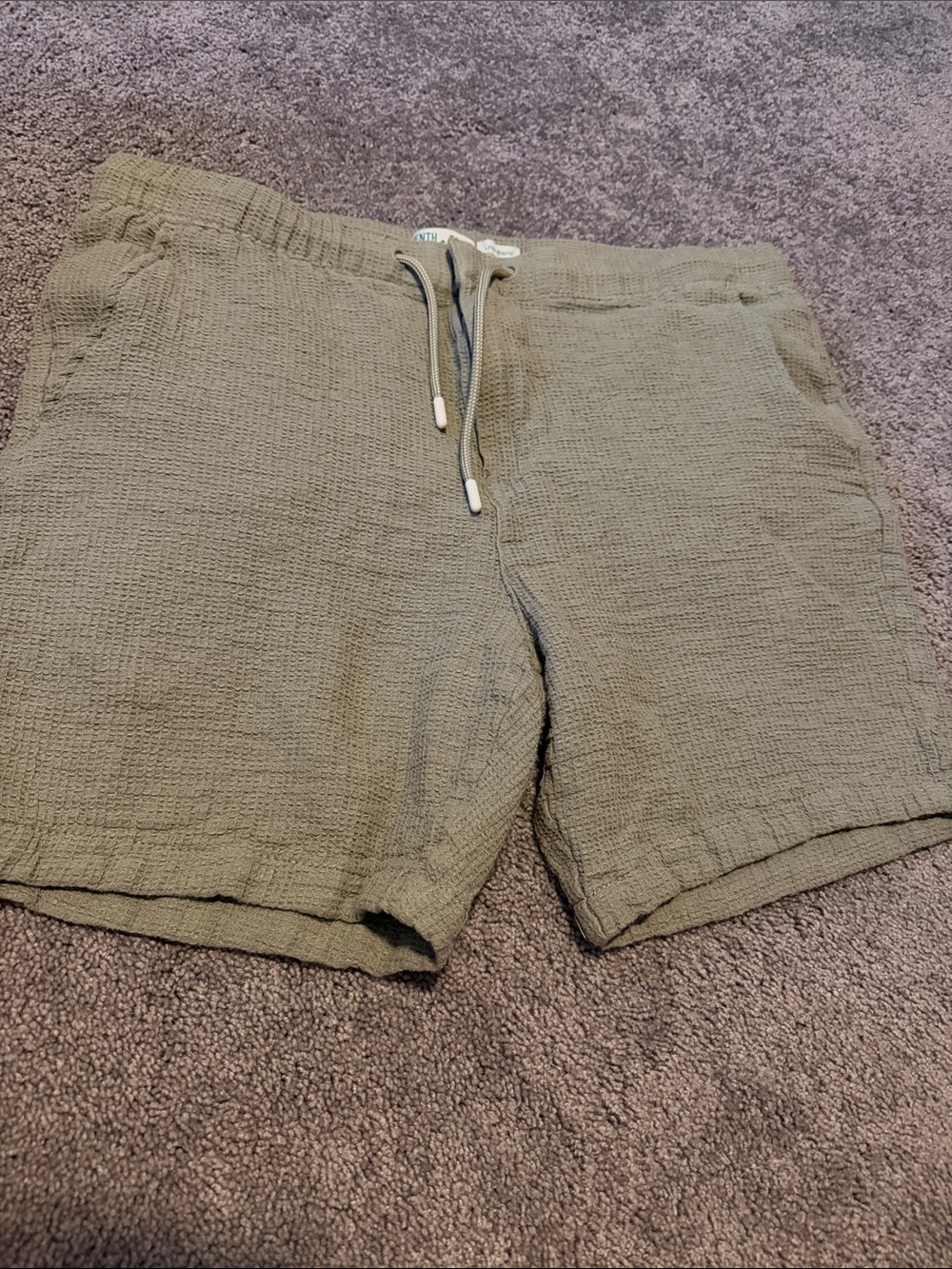 Men's Olive Linen Drawstring Shorts